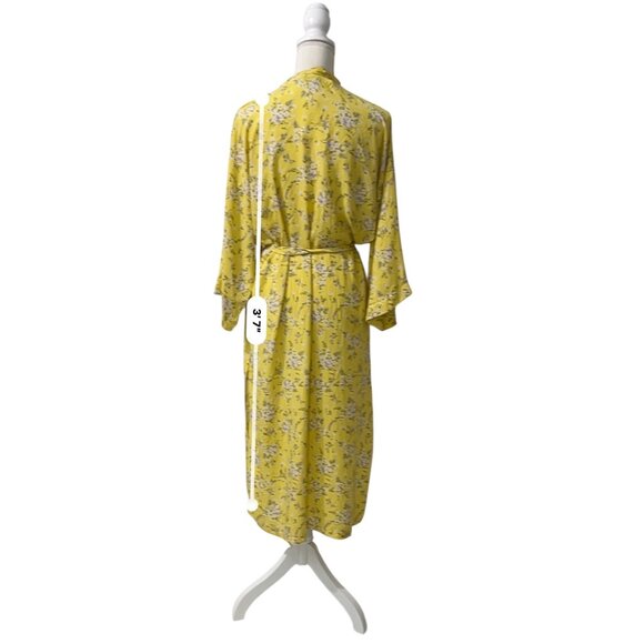 American‎ Eagle Yellow Floral Kimono Robe Duster Made In Italy One Size - Picture 10 of 11